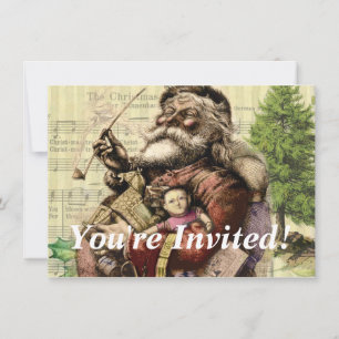 Invitation Illustration classique de l'arbre du Père Noël joy