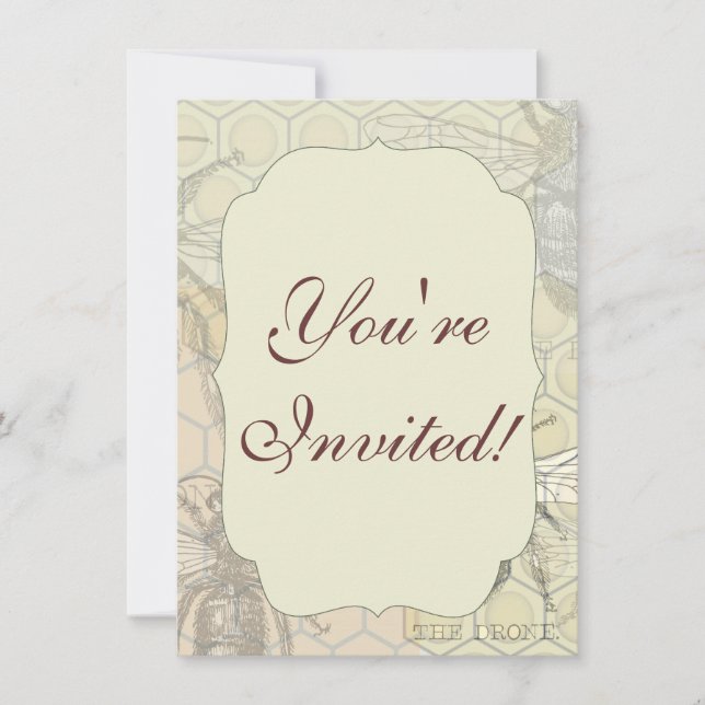 Invitation Illustration d'antiquité de l'insecte de la reine  (Devant)