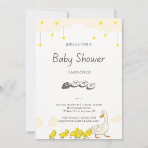 Invitation Illustration de Baby Shower de Canard Mignon dans