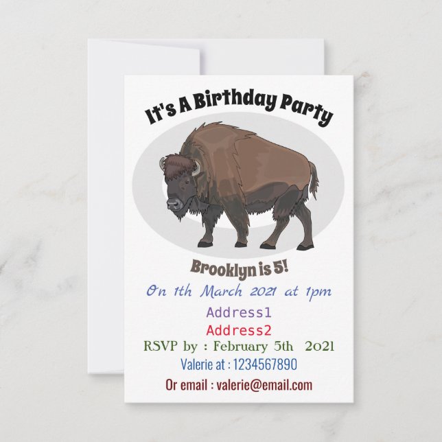Invitation Illustration de bison (Devant)