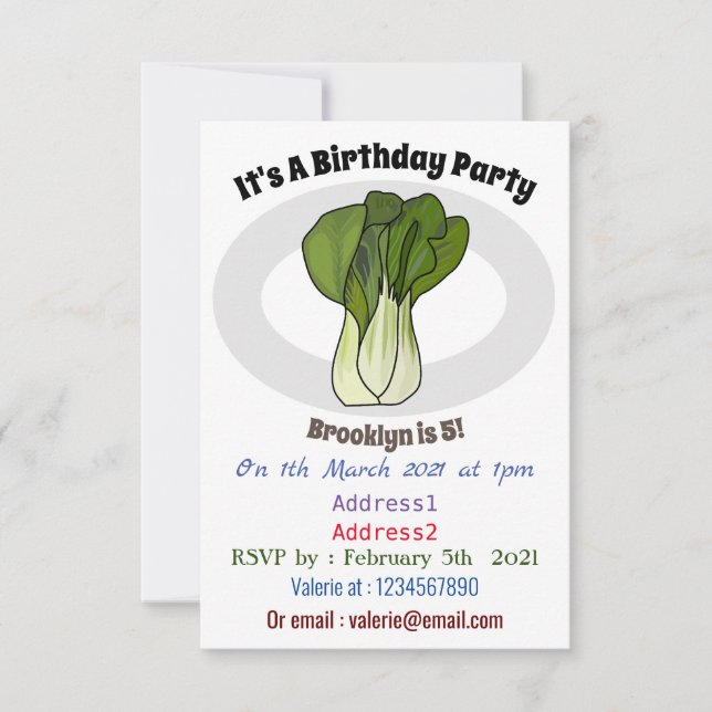 Invitation Illustration de Bok choy (Devant)