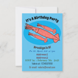Invitation Illustration de calamar rose