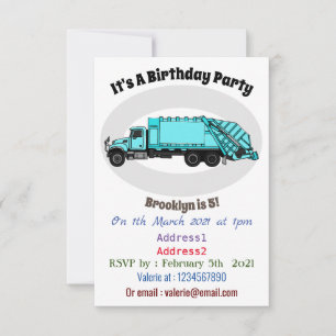Invitation Illustration de camion à ordures