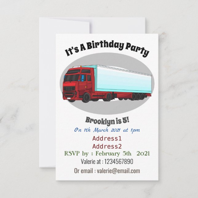 Invitation Illustration de camion roumain (Devant)