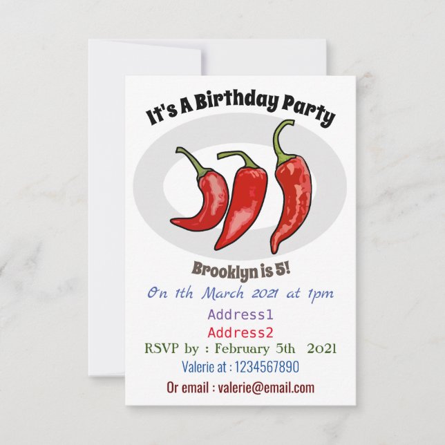 Invitation Illustration de chili (Devant)
