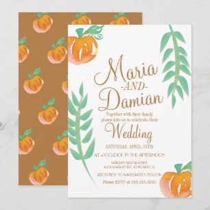 Invitation Illustration de citrouille à l'aquarelle mariage v