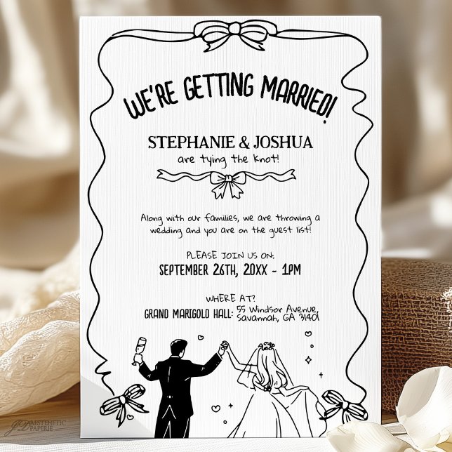 Invitation Illustration de couple mignon à jouer Enregistrer  (Créateur téléchargé)