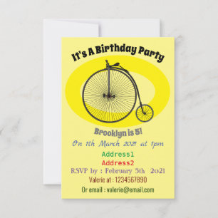 Invitation Illustration de dessin animé de bicyclette à grand