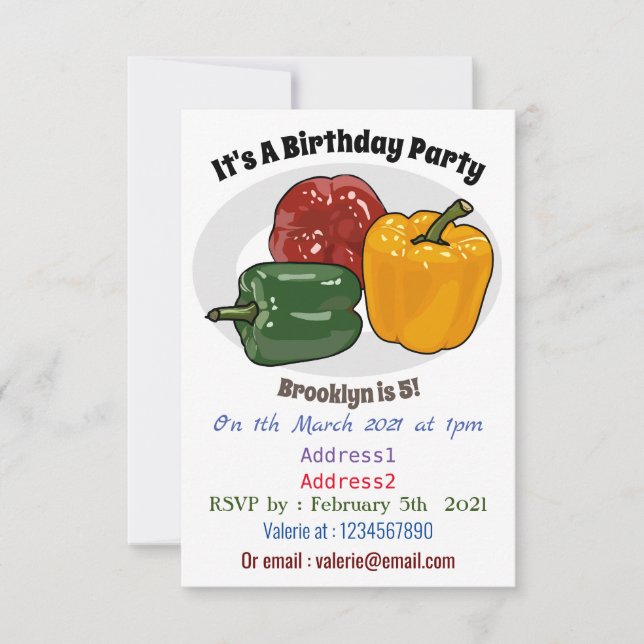 Invitation Illustration de dessin de Capsicum (Devant)