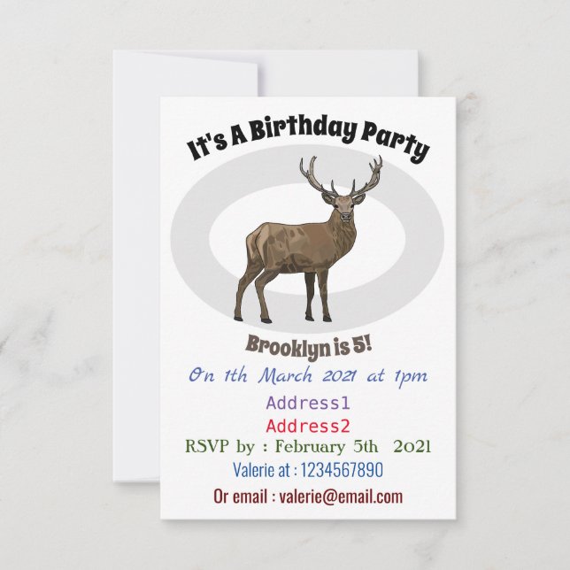 Invitation Illustration de dessin sur le cerf (Devant)