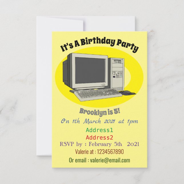 Invitation Illustration de dessin sur ordinateur (Devant)