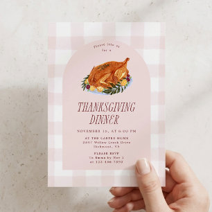 Invitation Illustration de dinde à carreaux pour le dîner de 