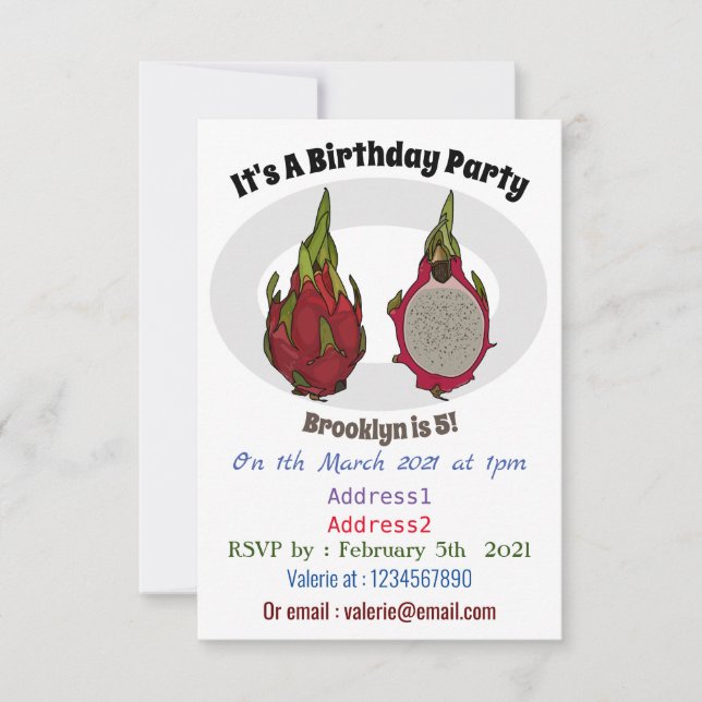 Invitation Illustration de dragon fruit (Devant)