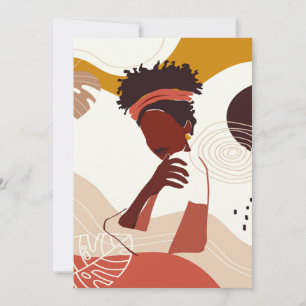 Invitation Illustration de femme noire, Portrait