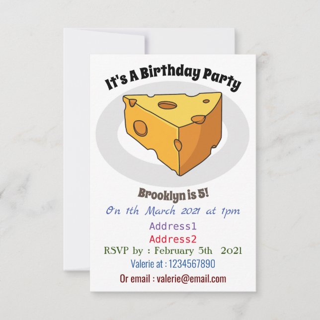 Invitation Illustration de fromage (Devant)
