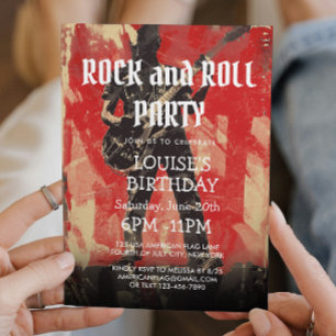 Invitation Illustration de guitariste Soirée Rock And Roll