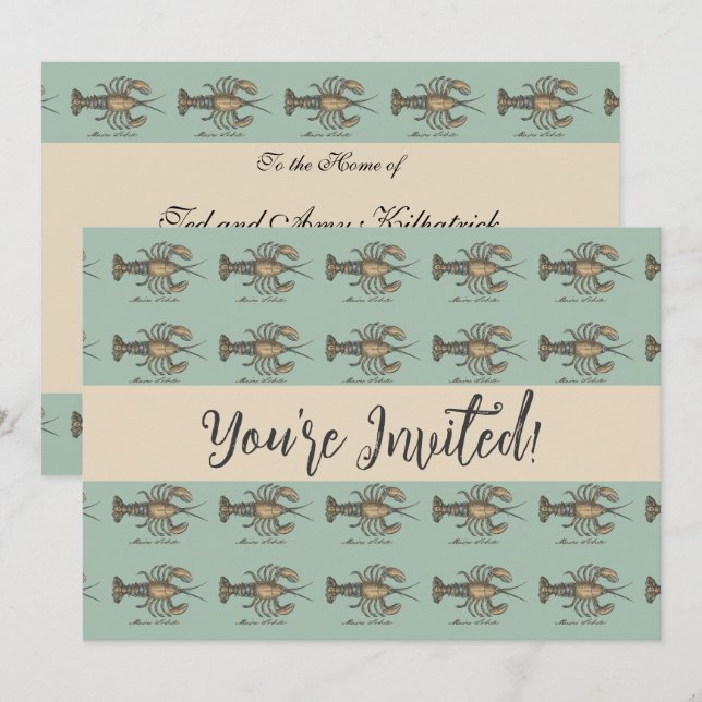 Invitation Illustration de homard, fruits de mer du Maine (Devant / Derrière)
