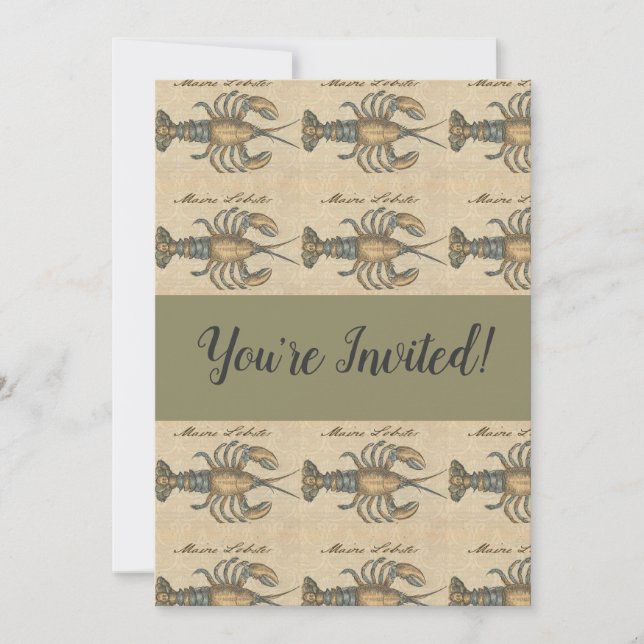 Invitation Illustration de homard, fruits de mer du Maine (Devant)