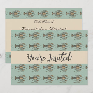 Invitation Illustration de homard vintage : Damassé côtier