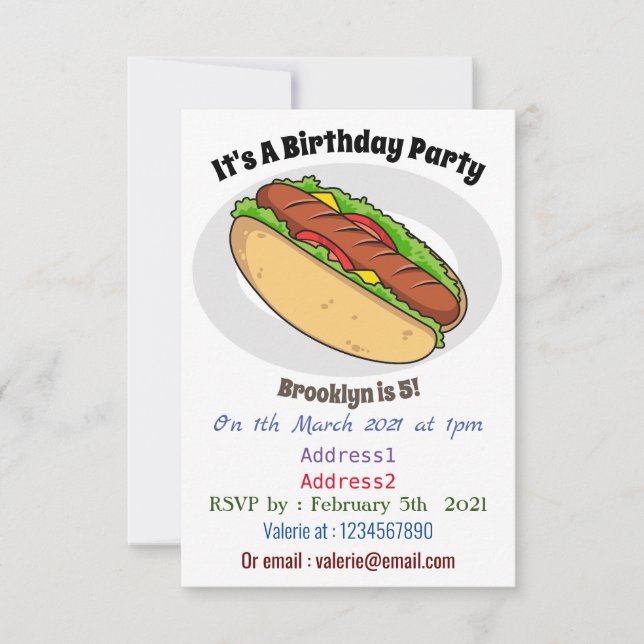 Invitation Illustration de Hot dog (Devant)