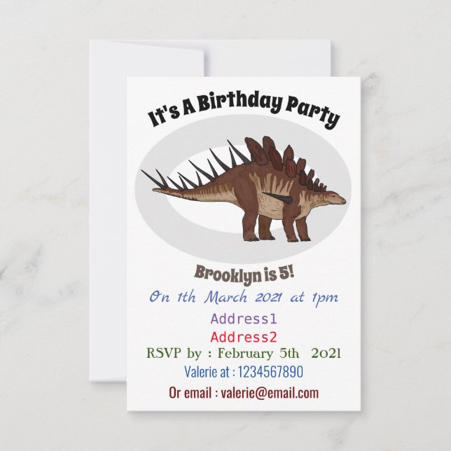 Invitation Illustration de Kentrosaurus (Devant)