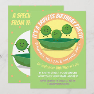 Invitation Illustration de la bande dessinée des petits pois