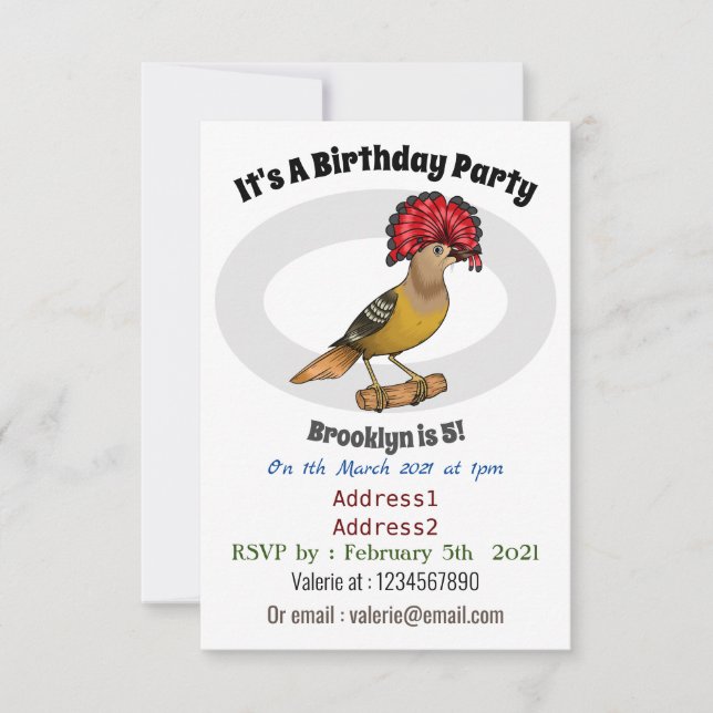 Invitation Illustration de la caricature royale d'oiseau (Devant)