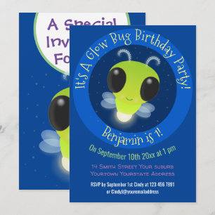 Invitation Illustration de la luciole mignon