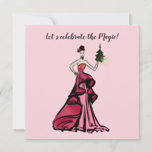 Invitation Illustration de la mode de Noël avec un arbre