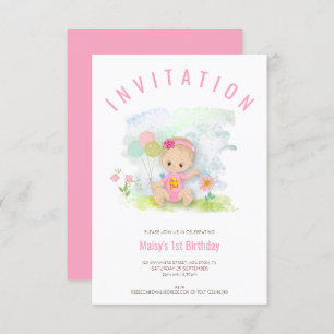 Invitation Illustration de la naissance d'une petite fille ro