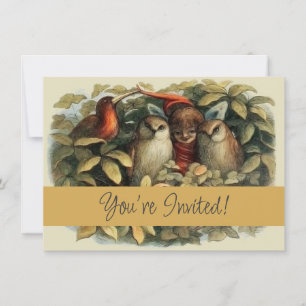 Invitation Illustration de la nature des hiboux et des fées d