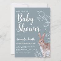 Illustration de lapin Baby shower botanique