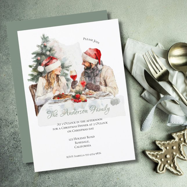 Invitation Illustration de l'aquarelle Festive Family Gatheri (Créateur téléchargé)