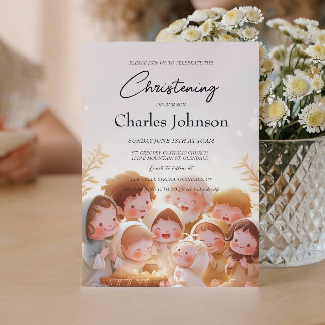 Invitation Illustration de l'enfant et de la famille Son Chri (Créateur téléchargé)
