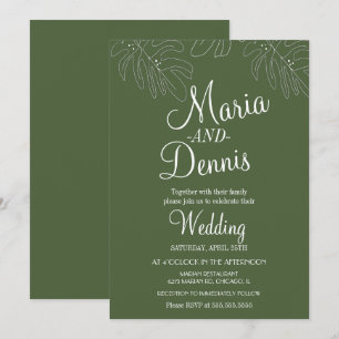 Invitation Illustration de main de Monstera simple en vert