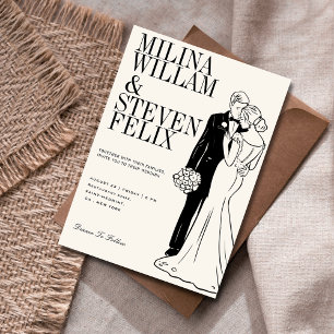 Invitation Illustration de mariage classique de la mariée et 