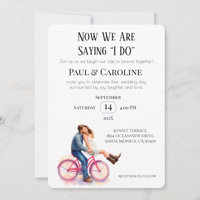 Invitation Illustration de Mariage romantique Décontracté mod (Devant)