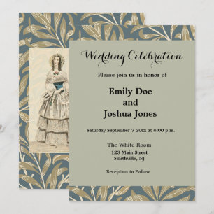 Invitation Illustration de mariage victorien vintage 1844