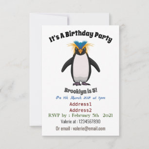 Invitation Illustration de mignon macaroni pingouin