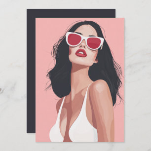 Invitation Illustration De Mode Femme Design Avec Lunettes De
