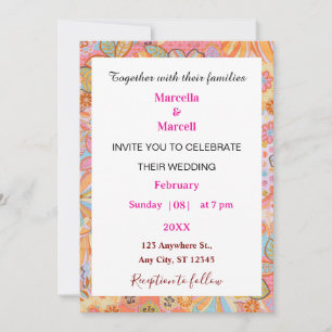 Invitation Illustration de motif floral rétro vibrant