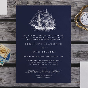 Invitation Illustration de navire nautique Mariage formel de