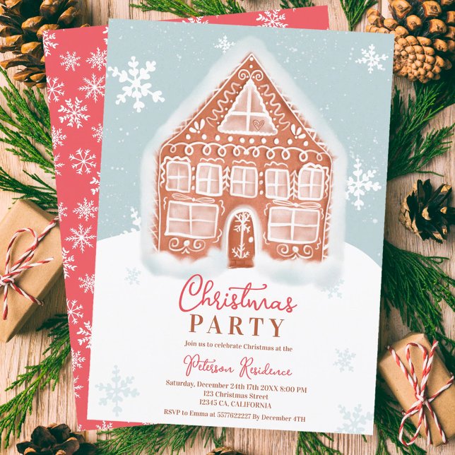 Invitation Illustration de Noël de la maison de pain d'épice (Créateur téléchargé)