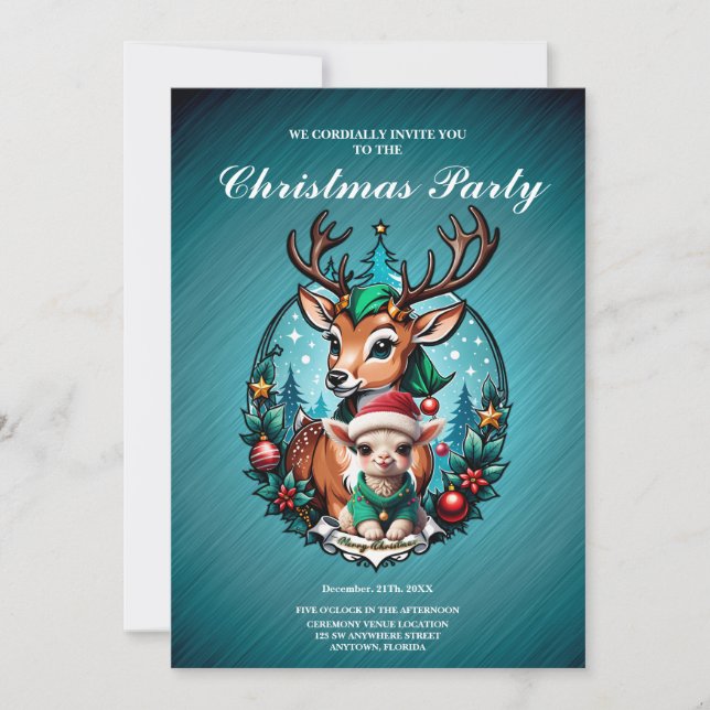 Invitation Illustration de Noël joyeuse et invitante (Devant)