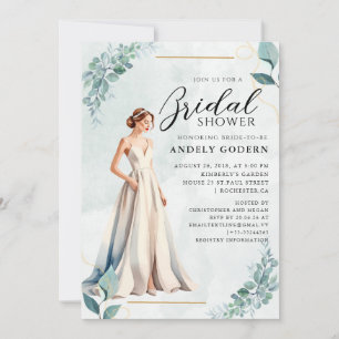 Invitation Illustration de robe élégante avec douche de marié