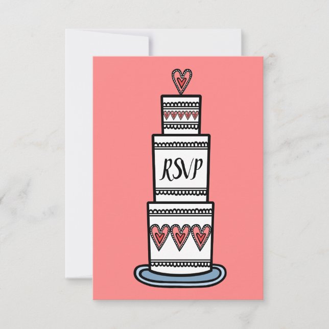 Invitation Illustration de RSVP de gâteau de mariage personna (Devant)