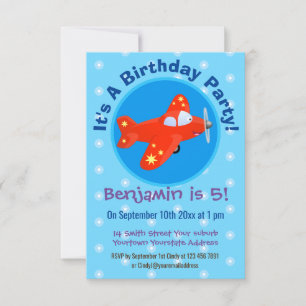 Invitation Illustration de vol d'avion rouge mou