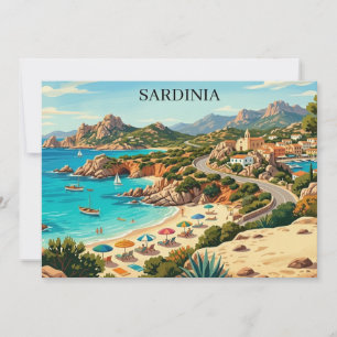 Invitation Illustration de voyage en Sardaigne Italie vintage