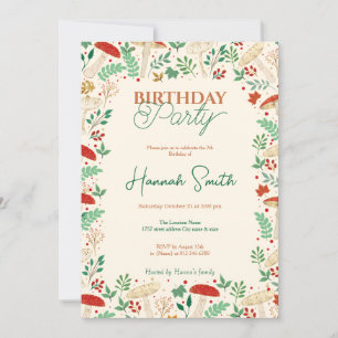 Invitation Illustration des champignons et des Feuilles de la