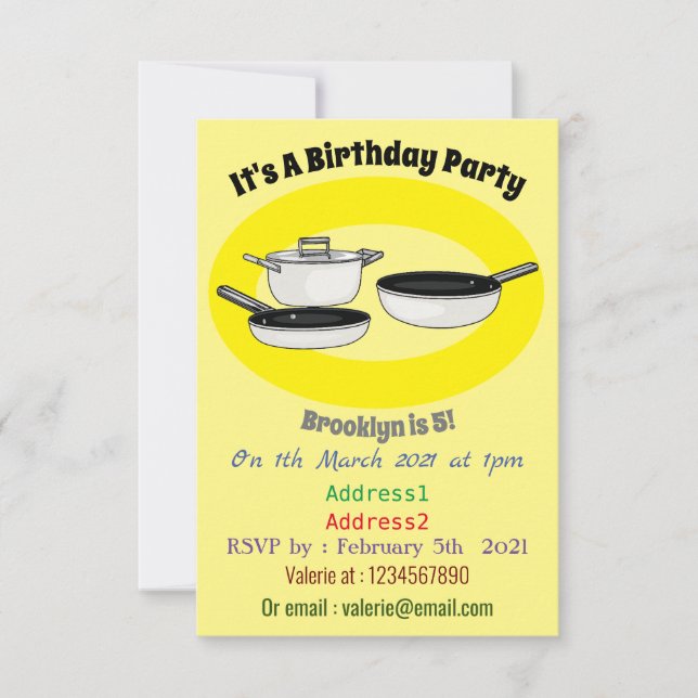Invitation Illustration des jeux de cuisine (Devant)